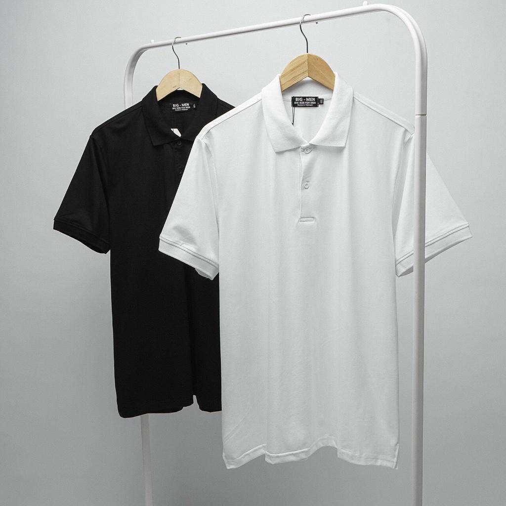 Áo thun polo trơn trắng đen chất cotton 65/35 nam bigsize tới 130kg