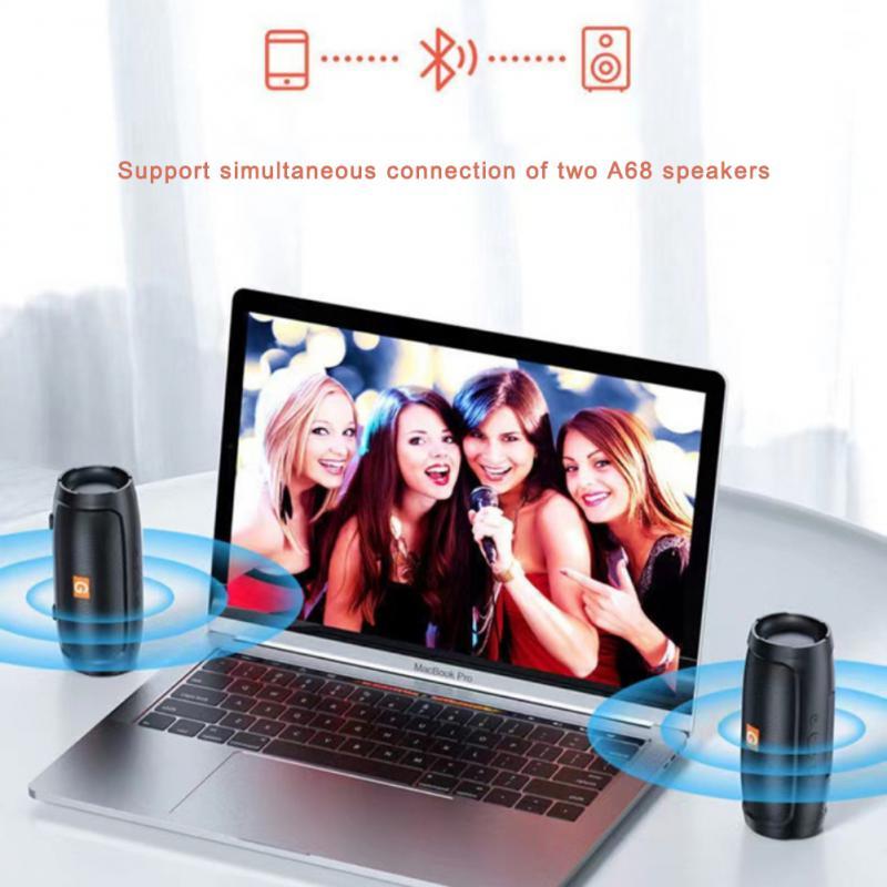 Bluetooth Di Động-Loa Bass Không Dây Có Đèn LED Màu Loa Siêu Trầm Ngoài Trời Chống Nước Cột Boombox Nhạc Stereo FM Color: Green