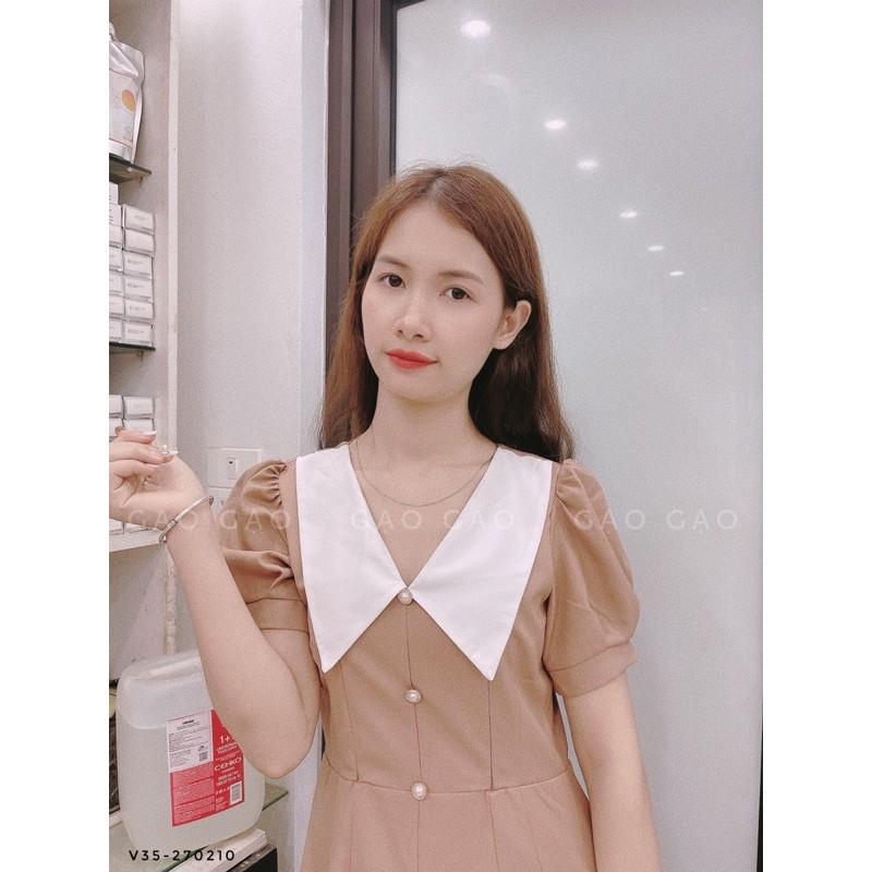 V35 váy nâu be cúc ngọc cho con bú