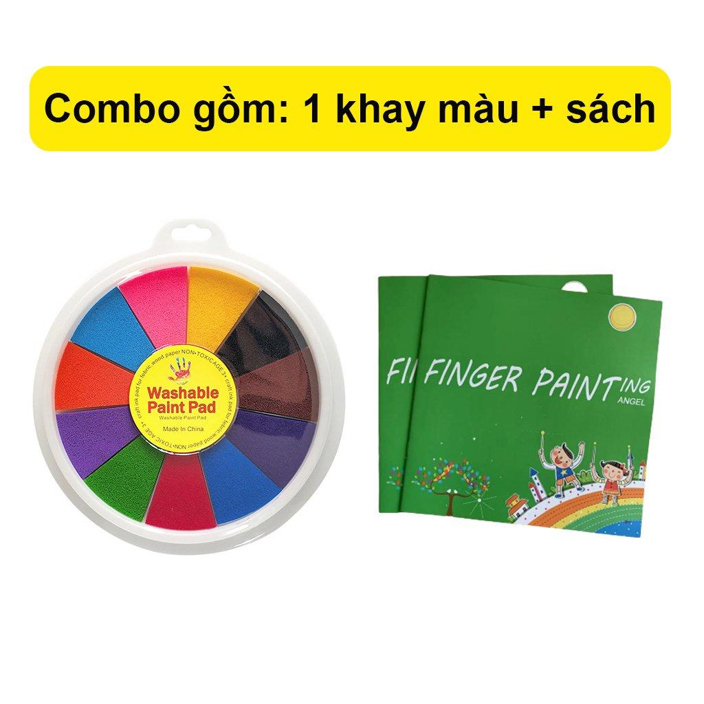 COMBO Mực in bàn tay/vân tay + sổ vẽ vân tay Washable Paint Pad + Finger Painting Book