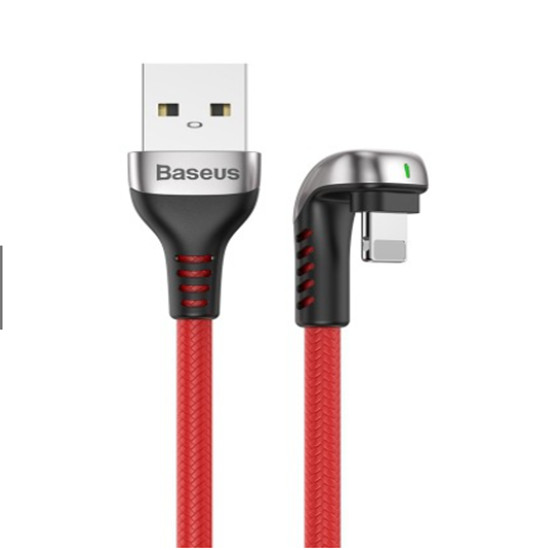 Cáp Sạc Baseus CALUXB0 1.5A Thiết Kế Khuỷu Tay Có Đèn Màu Xanh Lá Cây USB To 8 Pin Cáp Sạc 2m - Hàng CHính Hãng