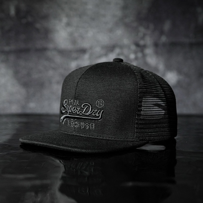 [ Miễn ship / giảm giá ] MŨ NÓN LƯỠI TRAI NAM NỮ SNAPBACK VÀNH PHẲNG SUPER DRY CÁ TÍNH- màu đen