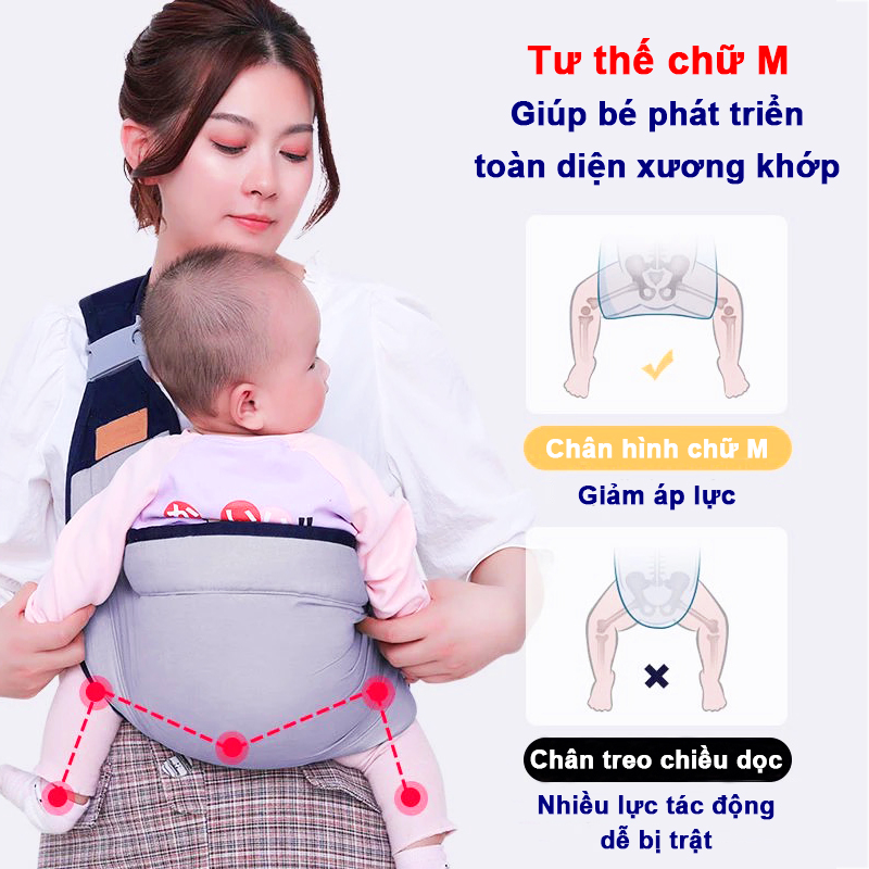 Địu em bé gọn nhẹ cao cấp Baby-S, Địu cho bé 0-3 tuổi thông thoáng dễ sử dụng – SSS035