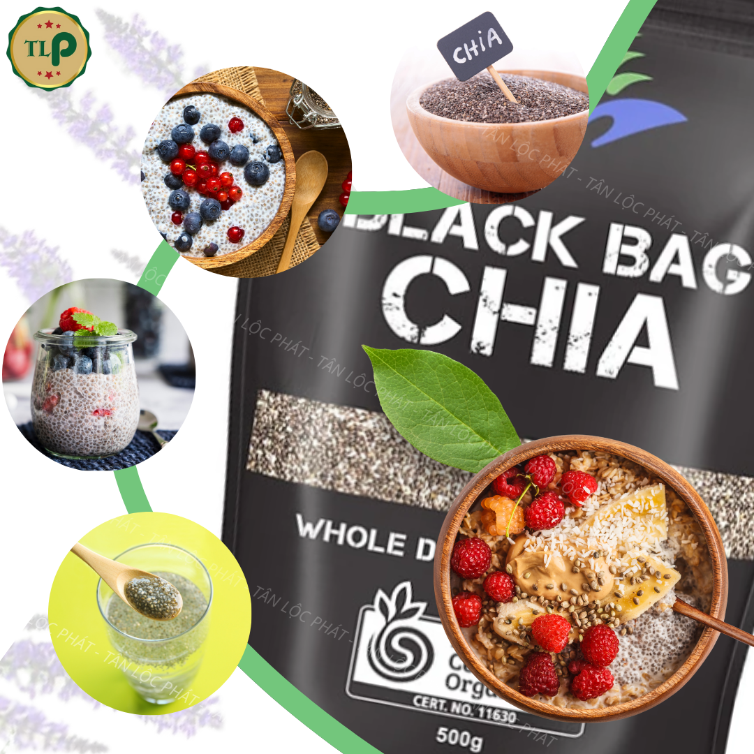 Hạt Chia Úc BLACK BAG chính hãng Hữu Cơ chuẩn Oganic ( 1kg - gồm 2 Gói 500g)