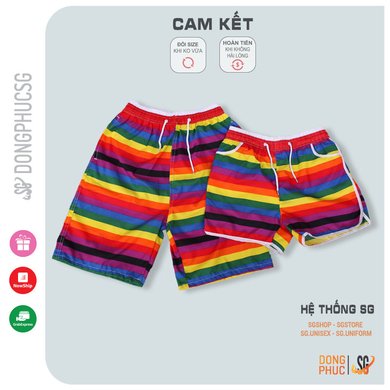 Quần đi biển nam nữ cặp đôi gia đình hội nhóm kiểu quần đùi short ngắn vải gió nhanh khô QDB05 DONGPHUCSG