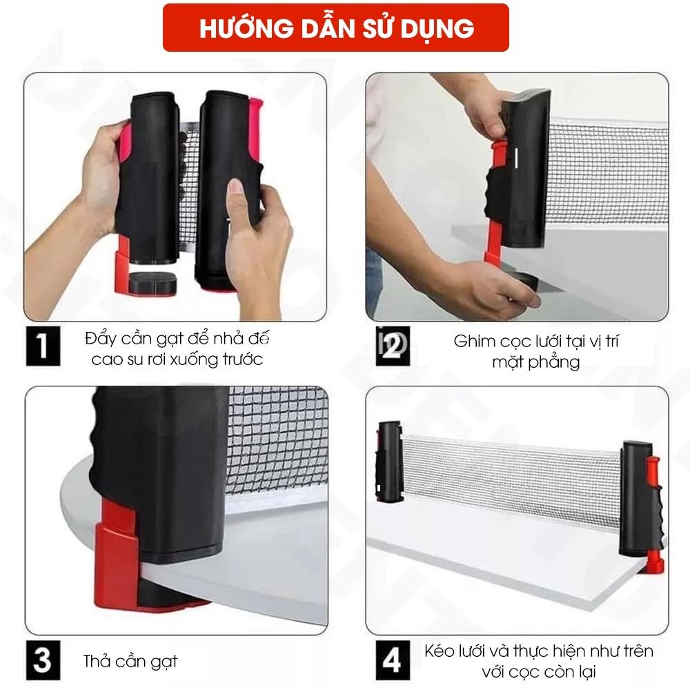 Bộ 2 vợt bóng bàn tặng kèm 3 bóng, cọc lưới rút chính hãng dododios GF005TS + Trụ Lưới Bóng Bàn Rút Gọn Chính Hãng dododios Chất Liệu ABS Cao Cấp Chiều Dài Điều Chỉnh Tới 1,7m Vừa Bàn Bóng Bàn