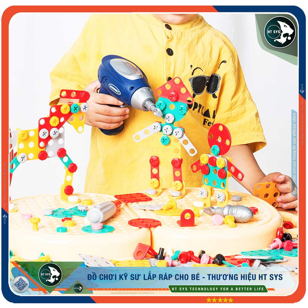 Đồ Chơi Trẻ Em HT SYS - Bộ Đồ Chơi Lắp Ghép Kỹ Sư Bằng Ốc Nhựa Tặng Kèm Khoan - Đồ Chơi Trẻ Em Thông Minh HT SYS - Giúp Tư Duy, Sáng Tạo, Giáo Dục Cho Bé - Hàng Chính Hãng
