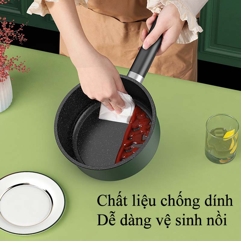 Nồi Hấp 2 Tầng Chống Dính Cao Cấp Vân Đá Hoa Cương Dung Tích 1.3L Kèm Xửng Hấp Inox Tiện Lợi Vung Kính Dày Dặn Bộ Nồi Chảo Cho Bé Ăn Dặm Quấy Bột Cho Bé Đáy Từ Dùng Mọi Loại Bếp Đường Kính 16cm 18cm Bắt Nhiệt Đều