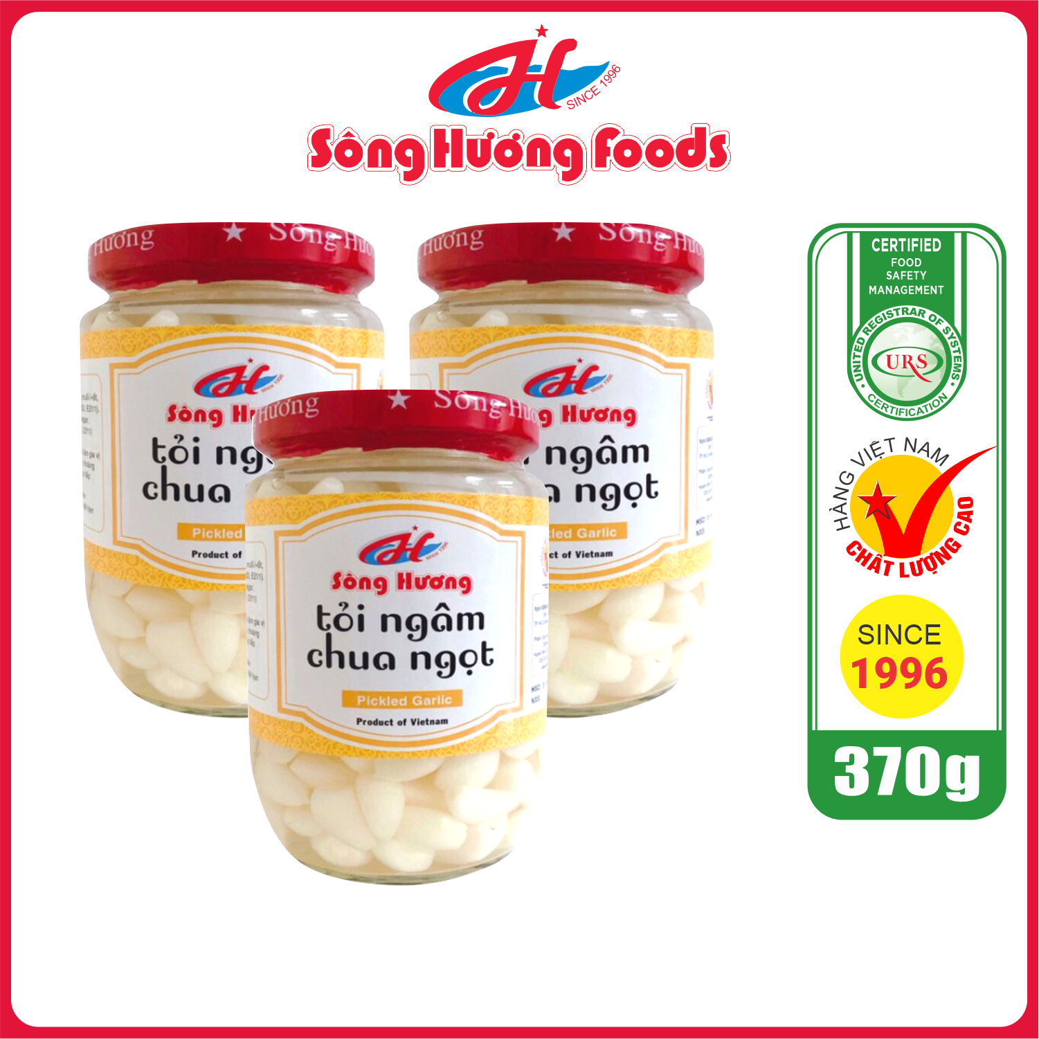 3 Hũ Tỏi Ngâm Chua Ngọt Sông Hương Foods Hũ 370g