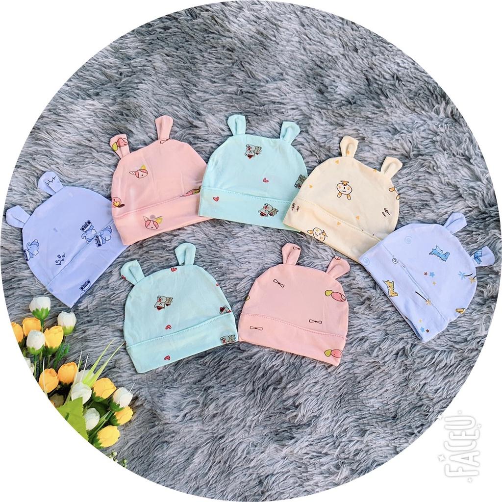 Mũ cotton tai thỏ che thop cho bé sơ sinh
