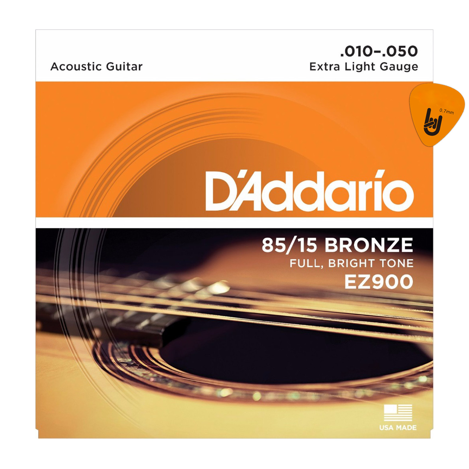 D'Addario EZ900 - Bộ Dây Đàn Guitar Acoustic Cỡ 10 (.010-.050) - Chính Hãng (85/15 Bronze Strings Ghi-ta) - Kèm Móng Gảy DreamMaker