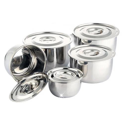 BỘ 5 NỒI INOX KHÔNG QUAI NHIỀU SIZE DÙNG BẾP TỪ TIỆN LỢI