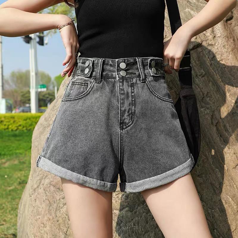 Quần short jean nữ Big Size lưng cao, co dãn mạnh, lưng đai kiểu nhiều nút đang hot trend 3616 molijean