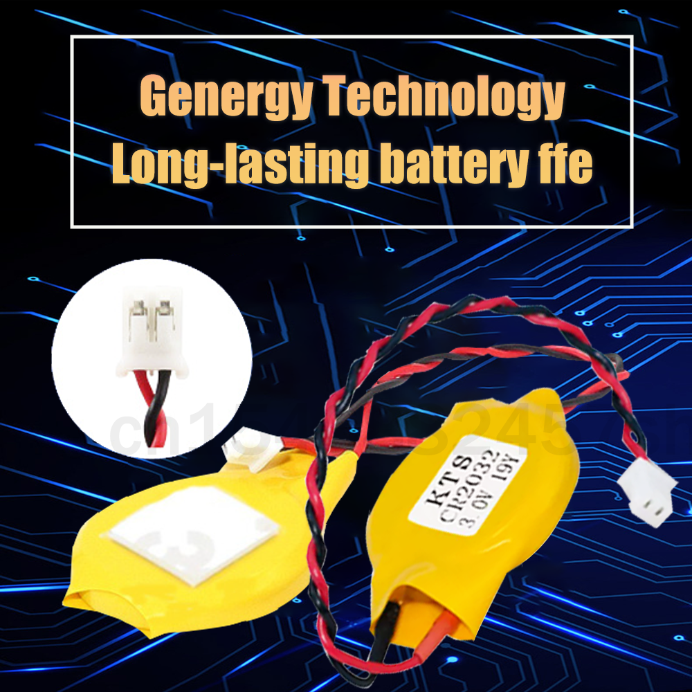 1-5 chiếc KTS CR2032 CR2032W Pin Lithium 3V 220mAh Có Đầu Cắm Cho BIOS COM Bo Mạch Chủ Máy Tính Laptop Máy CNC Tiền Tế Bào