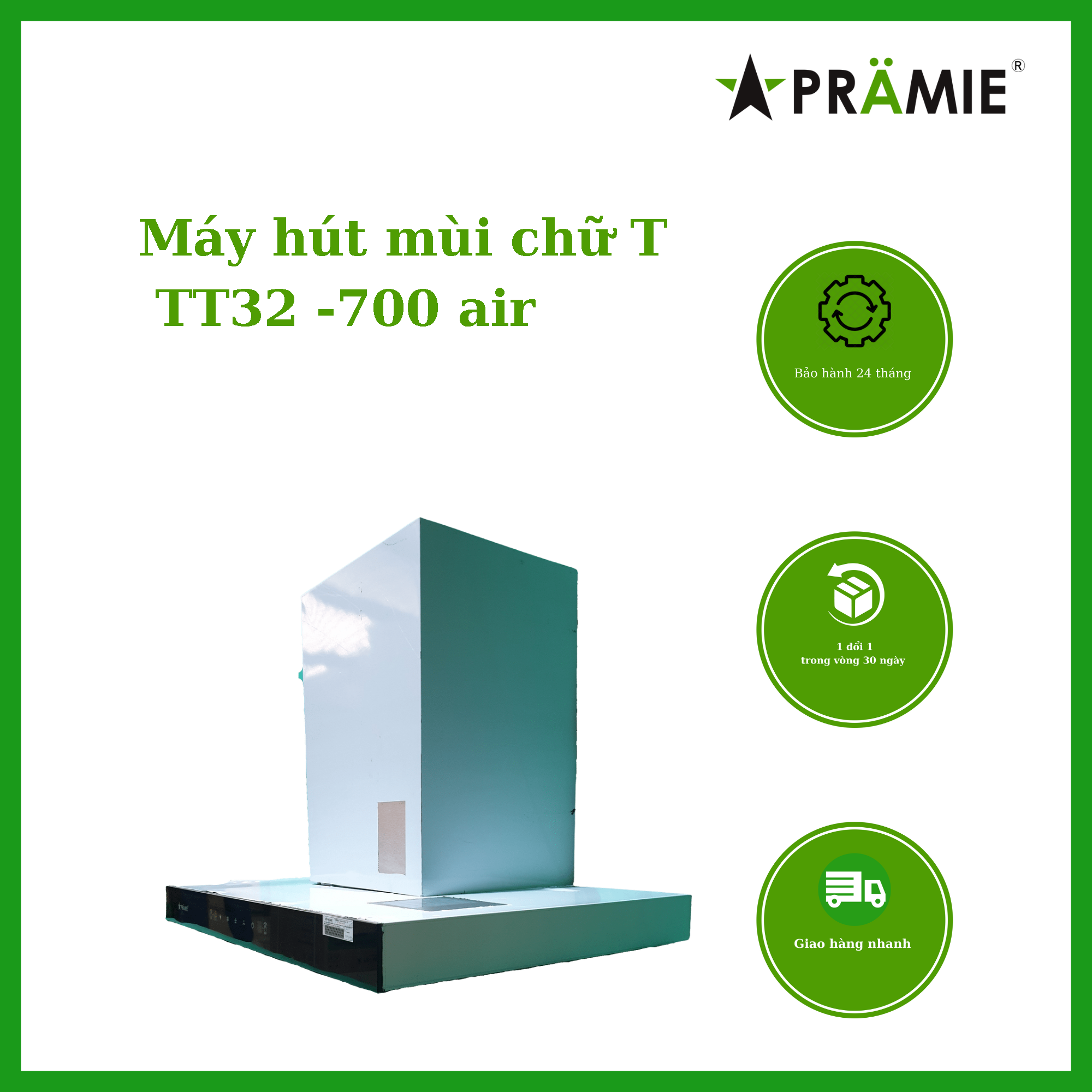 Máy hút mùi chữ T, Pramie TT32-700 AIR_Vẫy tay_Hàng Chính Hãng  Thái Lan