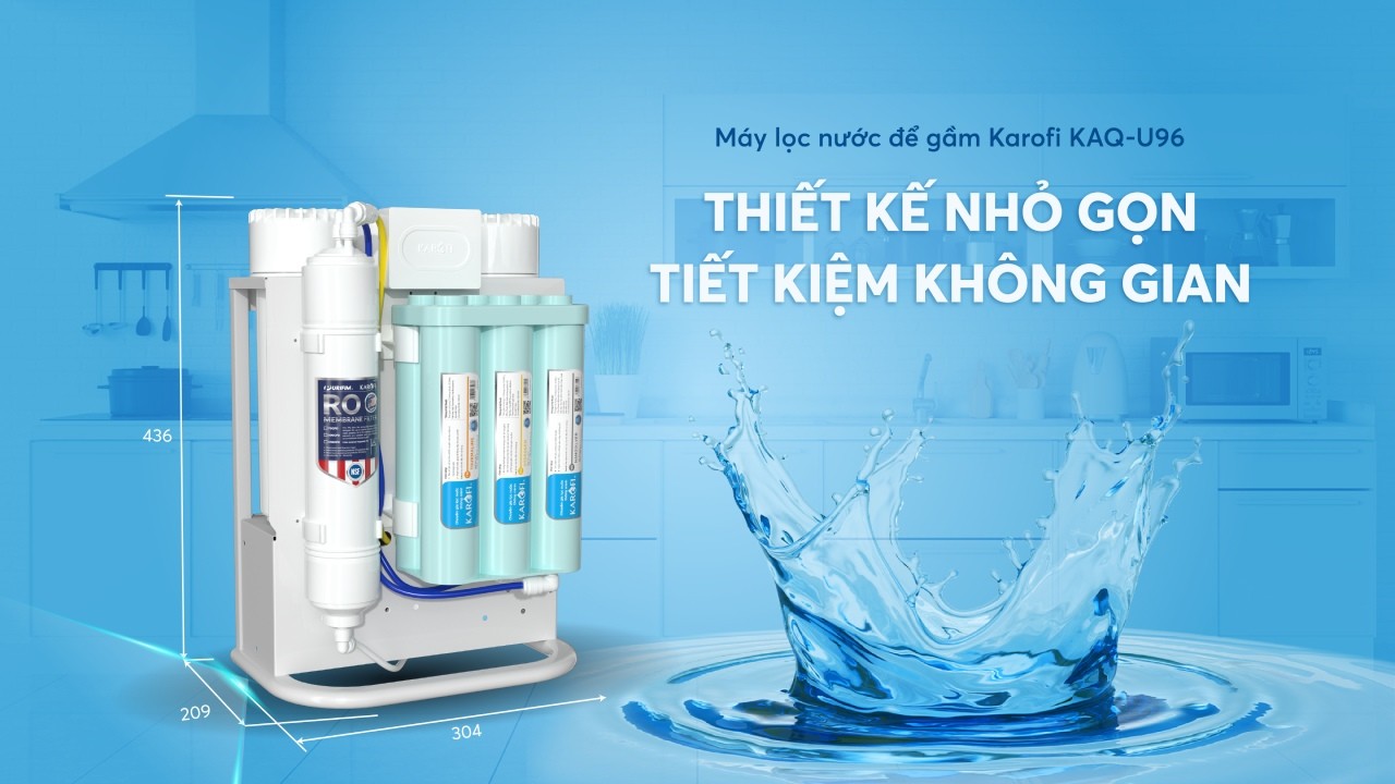 Máy lọc nước Karofi KAQ-U96 10 lõi lọc kết nối điện thoại thông minh, vòi nước hiển thị tình trạng máy - Hàng chính hãng bảo hành 3 năm