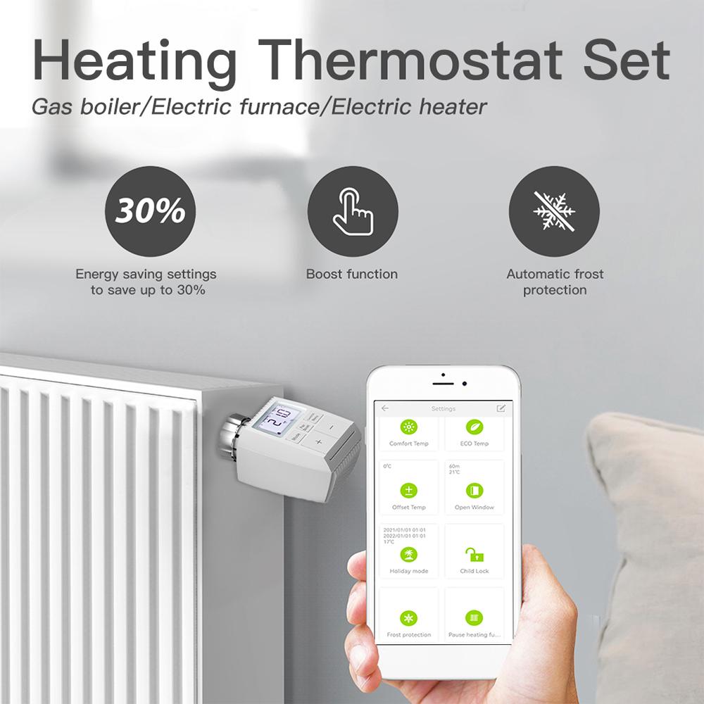 ZigBee/BT Radiator Thermostat Heating Temperature Controller Temperature Control Gauge Thermostatic Radiator Valve Intelligent Mobilephone APP Control Voice Control