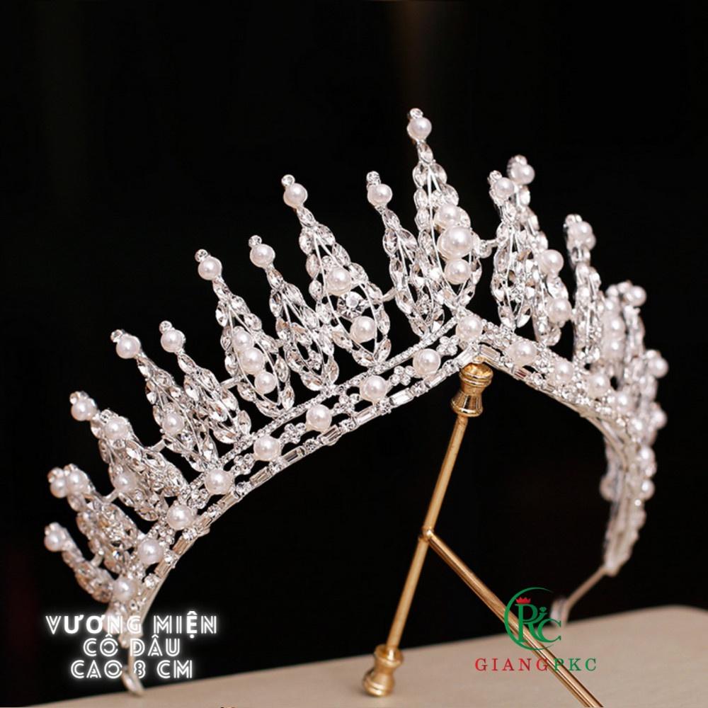 Vương miện cô dâu 8cm đá hạt trai Giangpkc Sp221336 mẫu mới 10/2021