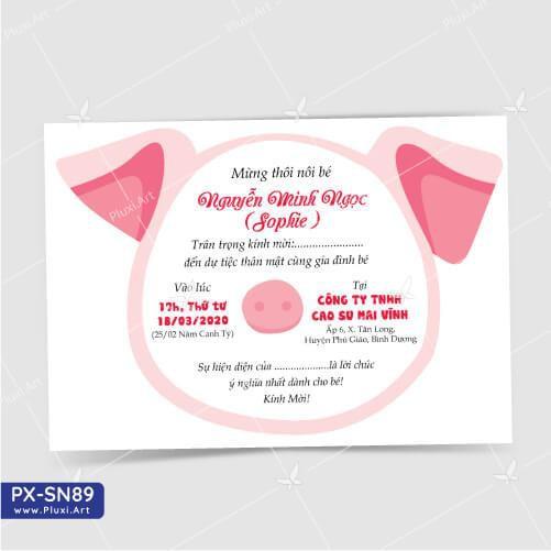 Thiệp thôi nôi – sinh nhật theo yêu cầu Pluxi