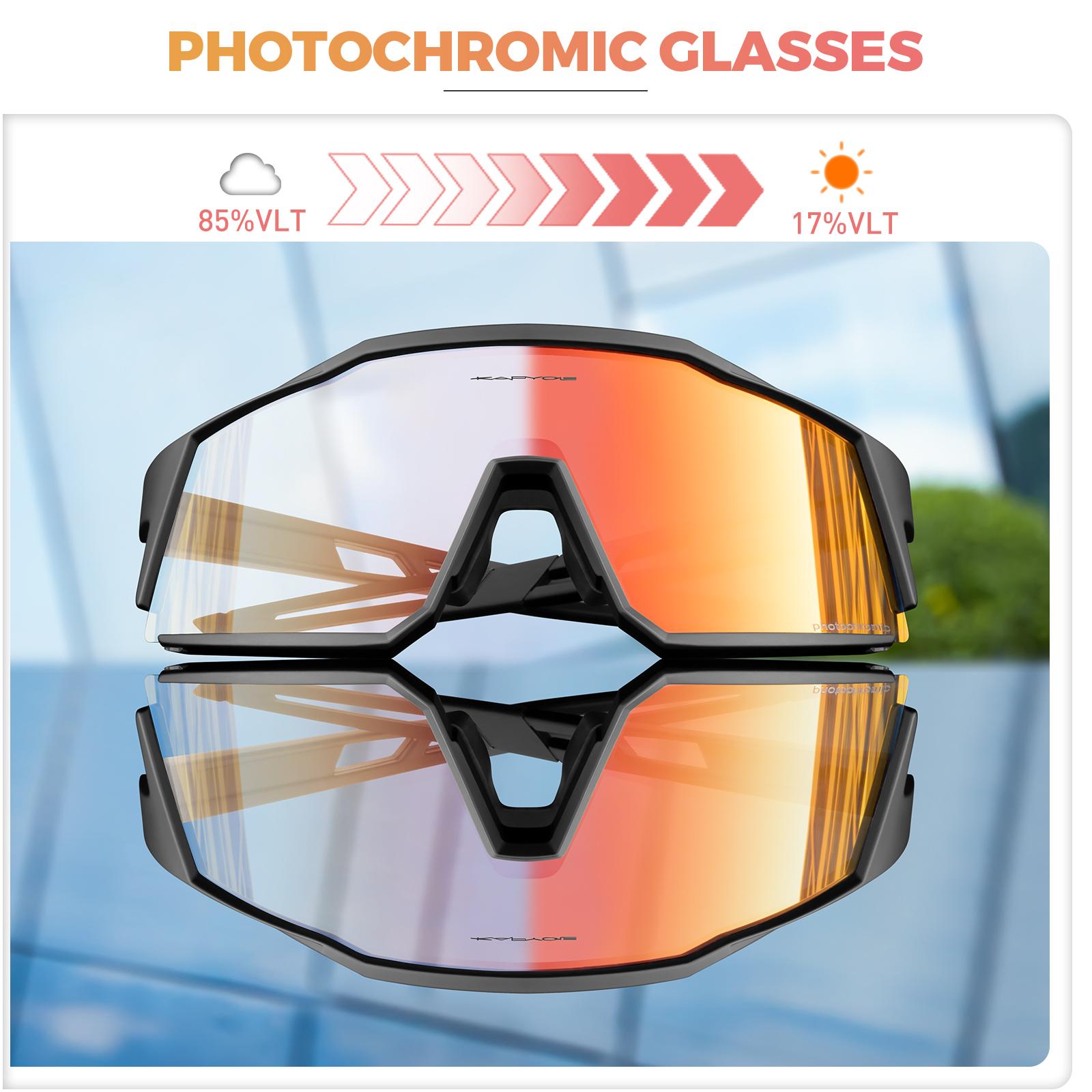 Kapvoe Red Photochromic Kính đi xe đạp nam MTB Kính râm nữ kính xe đạp đường kính UV400 Kính râm xe đạp ngoài trời Color: 09 Lenses Color: Photochromic-1 lens