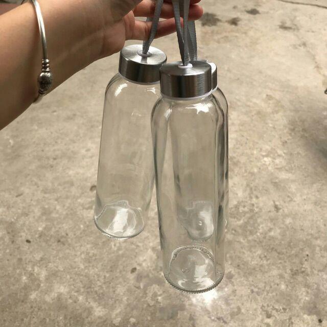 Bình detox thủy tinh nắp có dây xách 500ml