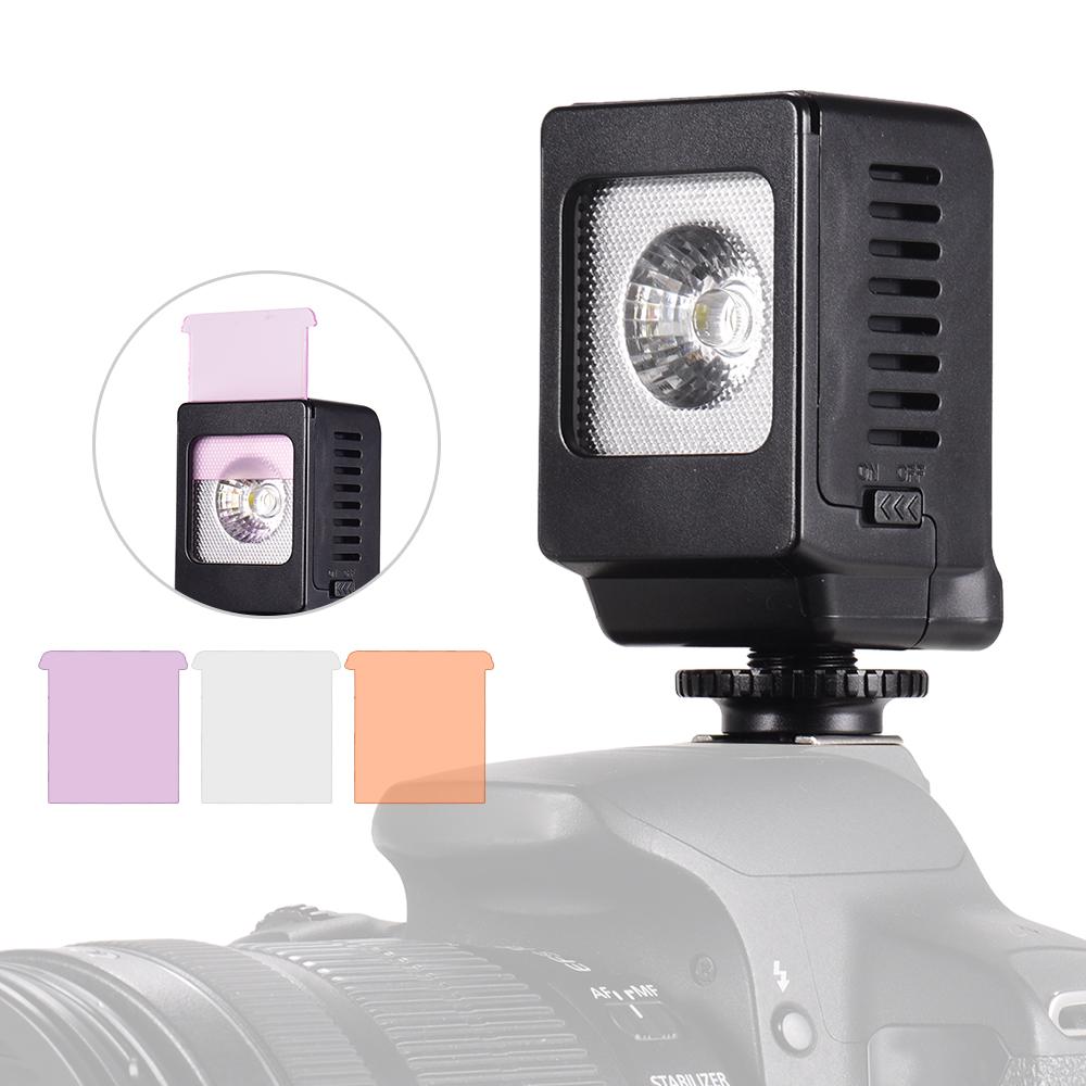 Đèn LED tô sáng mini 3W với 3 bộ lọc màu cho máy ảnh DSLR Canon Nikon Sony