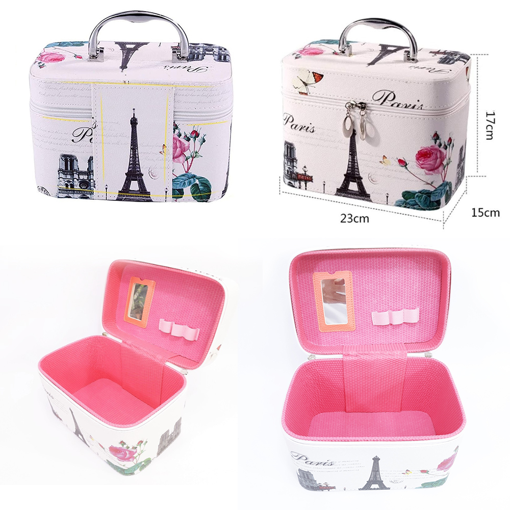 Cốp Makeup Cá Nhân Bọc Da Cỡ Lớn, Có Hoa Văn Trang Trí, Đựng Đồ Makeup, Nail, Nối Mi, Phun Xăm, Độ Bền Cao, Không Thấm Nước, Tay Cầm Chắc Chắn