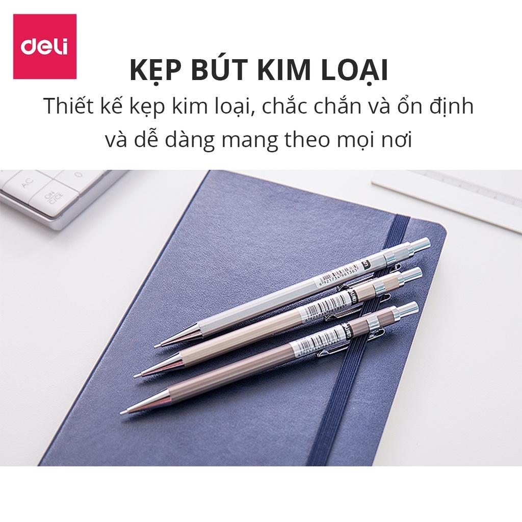 Bút Chì Kim Bấm Thân Kim Loại Ngòi 0.5mm Kèm Đầu Tẩy Học Sinh Deli - Phù Hợp Cho Văn Phòng, Nhà Trường, Vẽ Kĩ Thuật