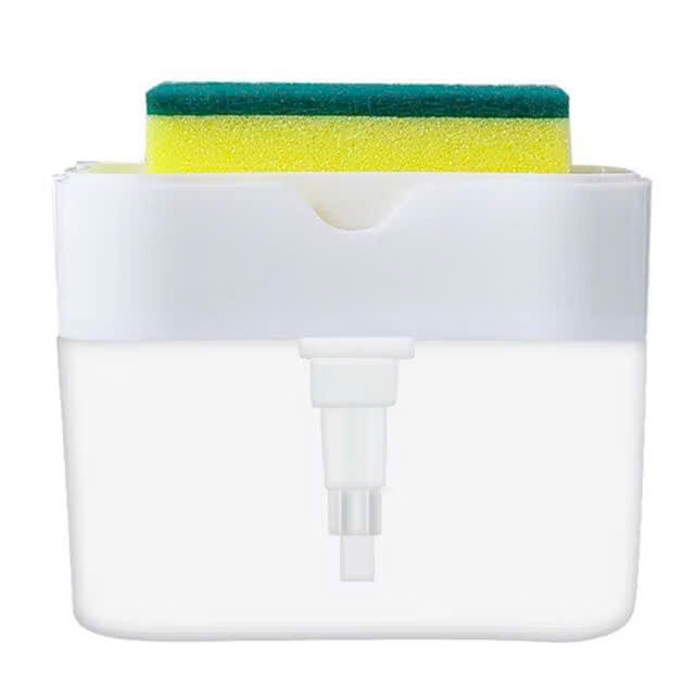 Hộp đựng nước rửa chén kèm khay đựng miếng bọt biển, hộp ấn lấy nước rửa chén tiện lợi