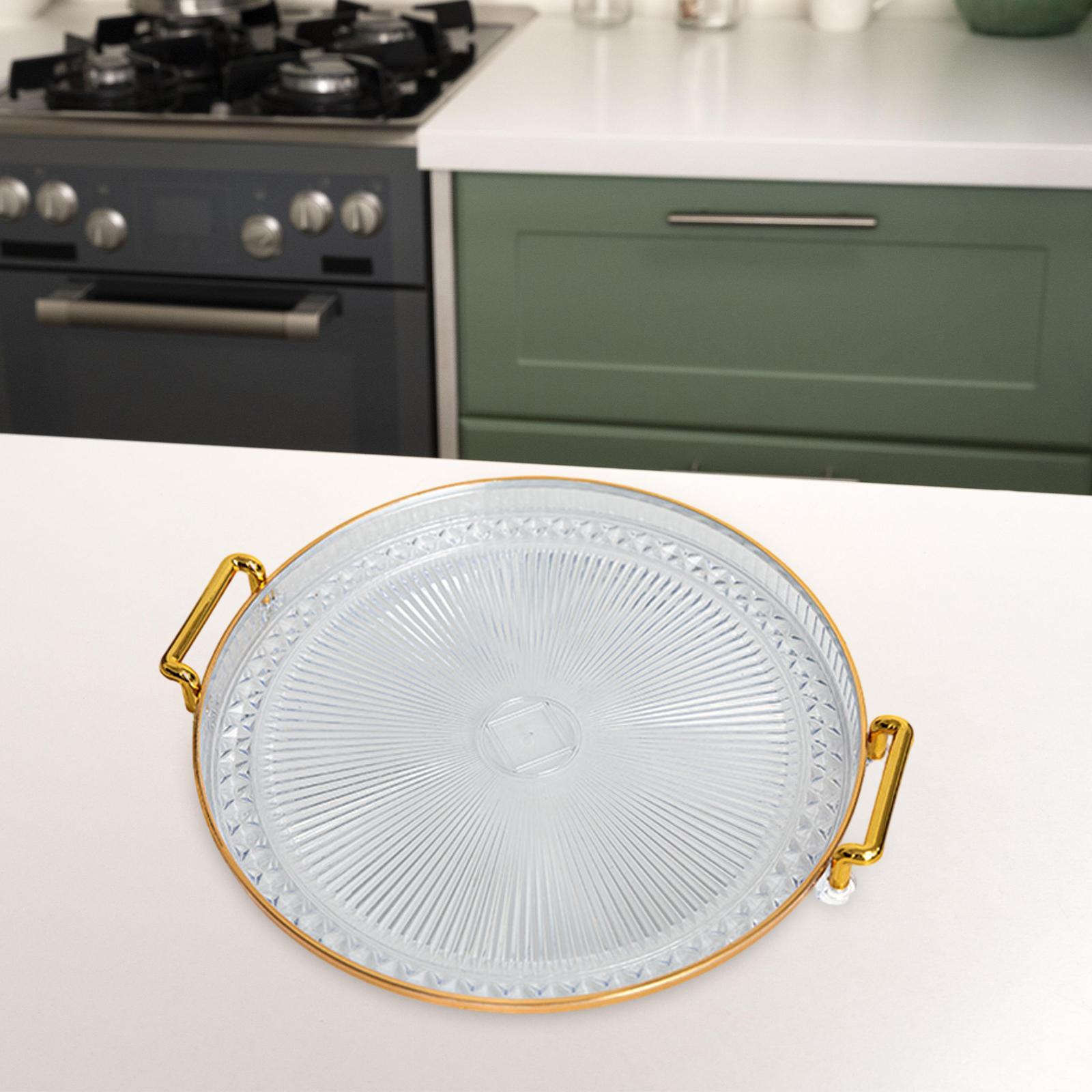 Round Serving Tray Eating Storing Vanity Platter Breakfast Tray with Handles