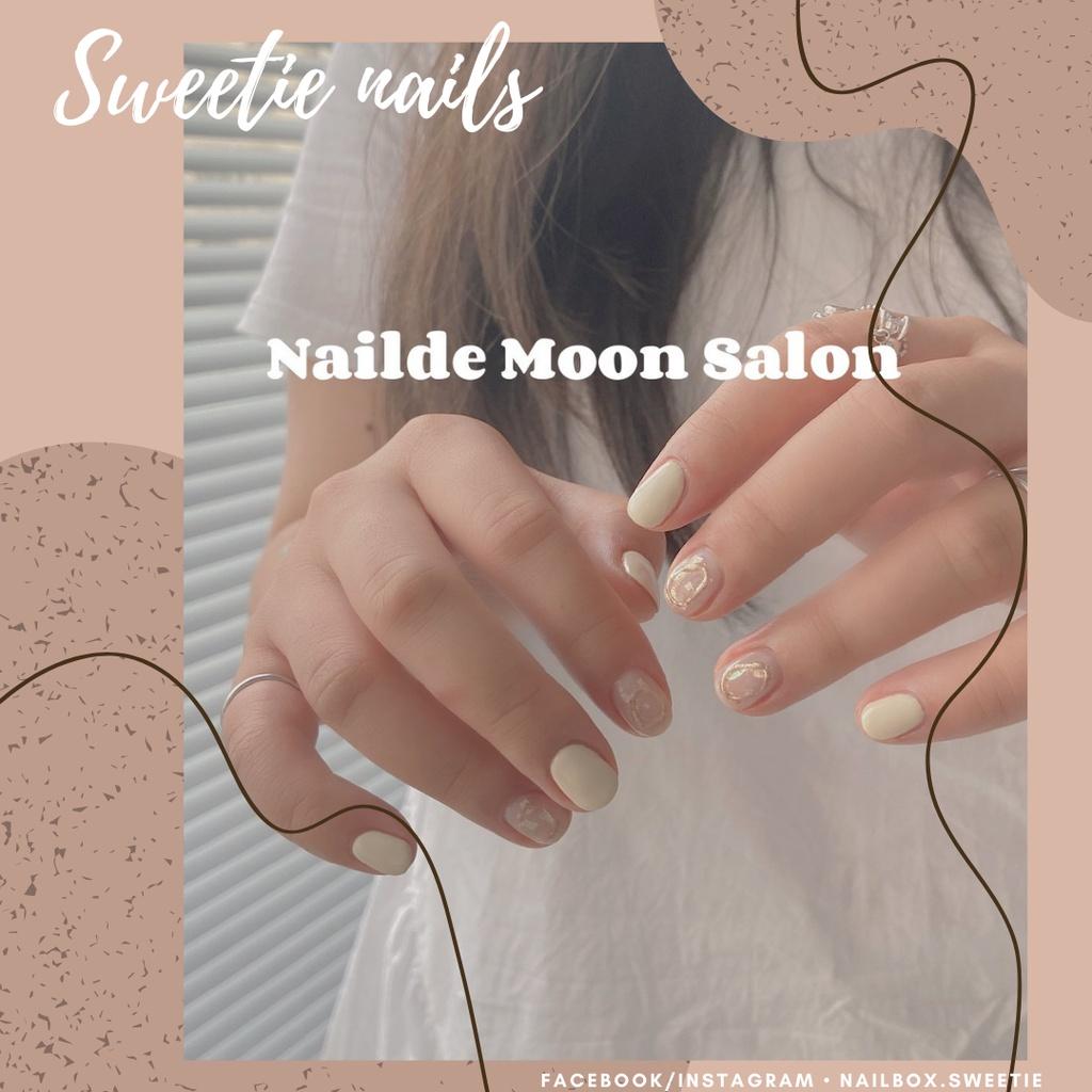 NAILBOX - Móng úp thiết kế - Hàn Nhật Trung - Be nhẹ nhàng tráng gương nổi lấp lánh