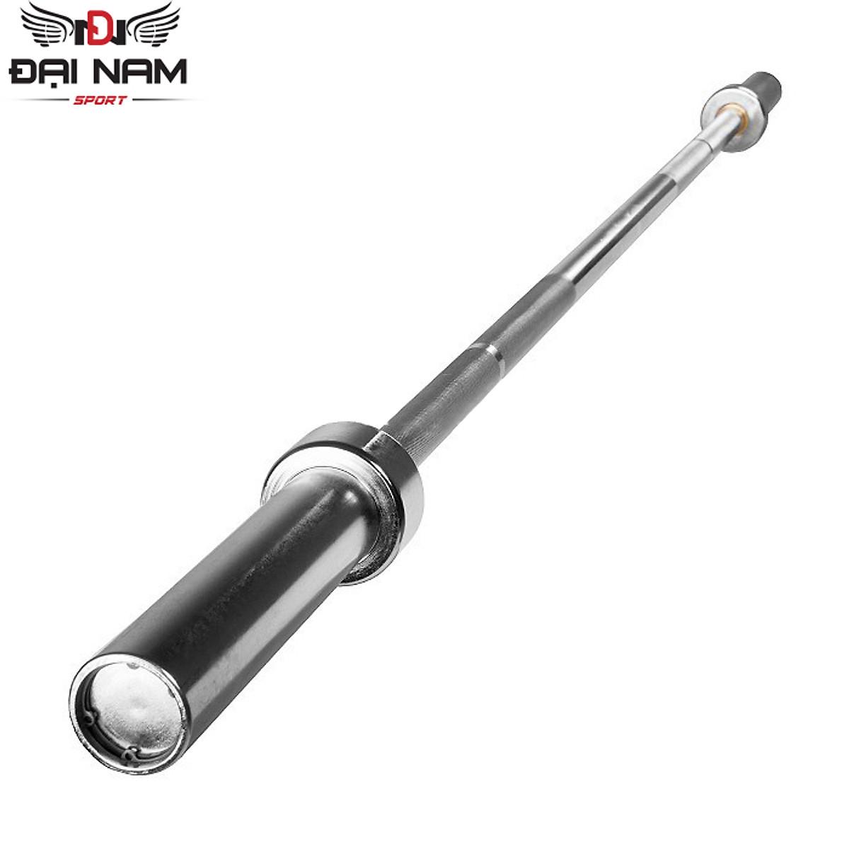 Đòn Tạ Dài 1m5 Inox Phi 50 + Kèm 2 Khóa Tạ Nhựa Cao Cấp