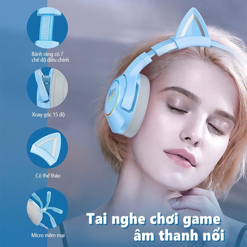 ONIKUMA K9 Tai nghe chơi game chụp tai có mic với tai mèo có thể tháo rời cho điện thoại máy tính xách tay PC/PS4 [Hàng chính hãng]