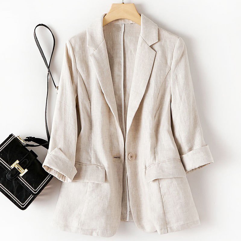 Áo Vest blaze nữ dáng lửng tay lỡ trẻ trung, chất vải Linen mềm mát, thích hợp Hè, Thu Bz11