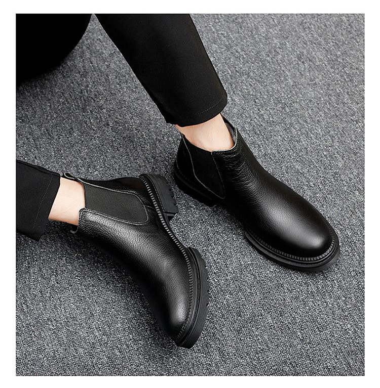 Giày chelsea boots da thật, giày bốt cổ cao big size cỡ lớn 44-45 cho nam cao to chân ú bè - BT215