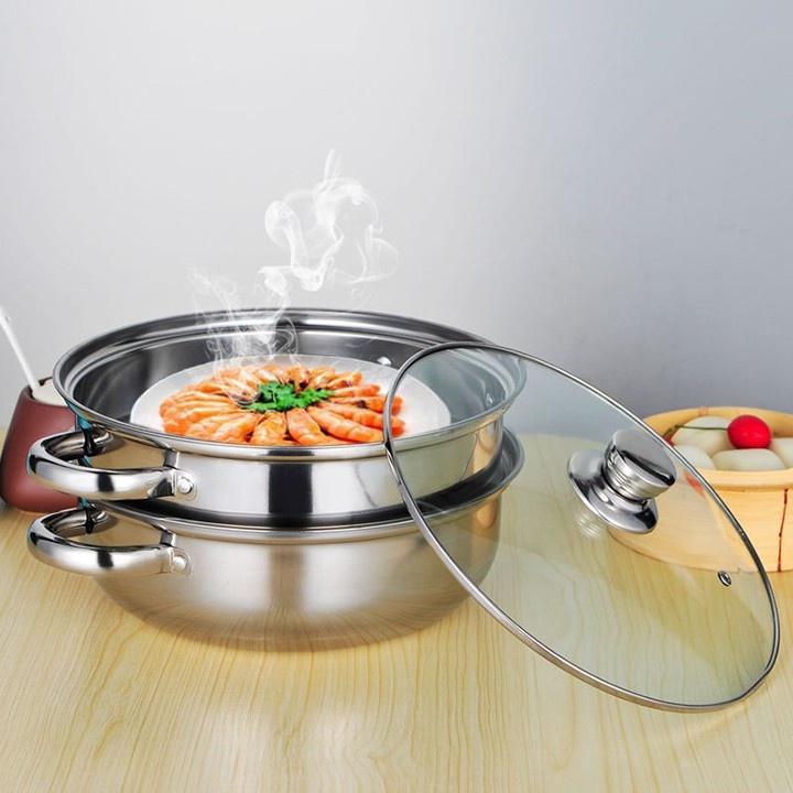 Nồi Hấp Đa Năng , Nồi Hấp 2 Tầng Inox 28cm Cao Cấp