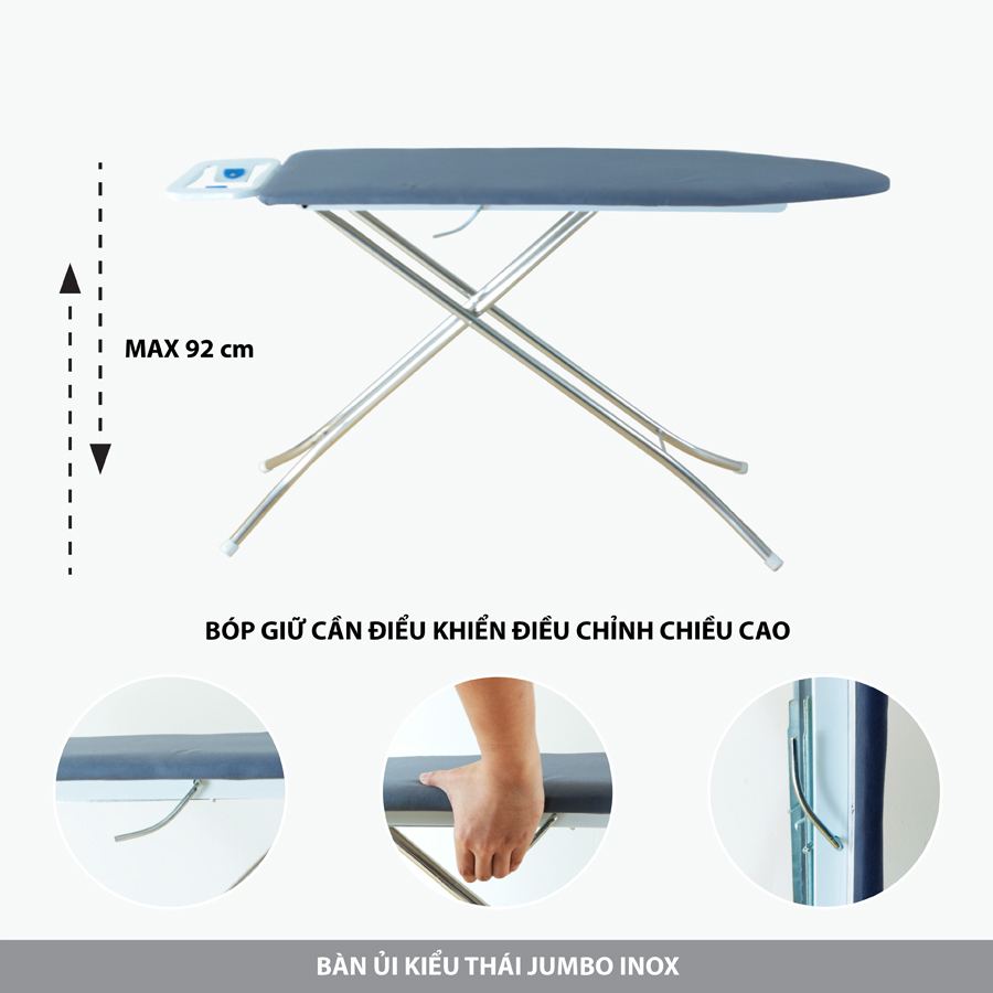 Bàn ủi quần áo Jumbo 01 chân Inox 33x108cm