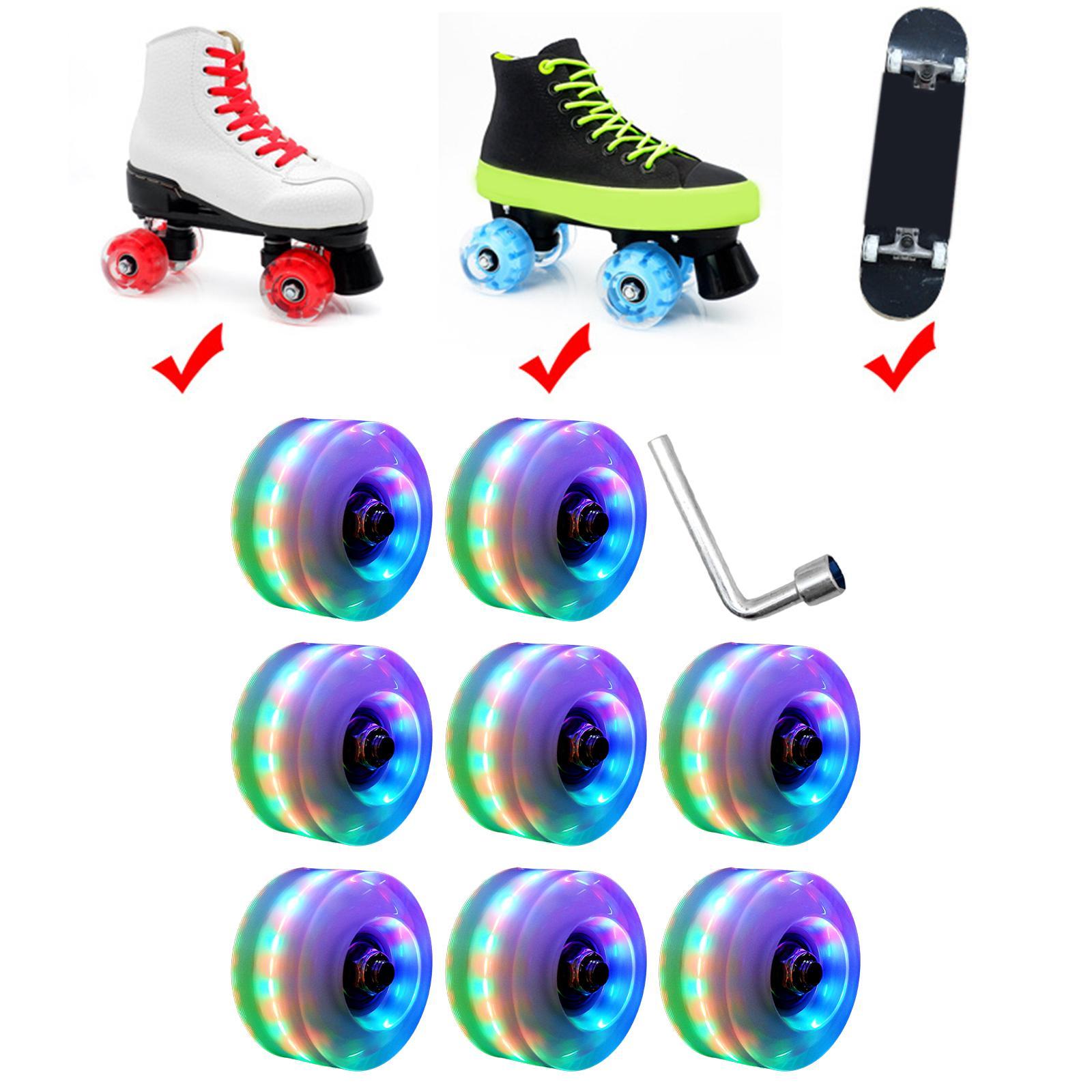 8Pcs Quad Roller Skate Wheels Durable 58mm x 32mm Luminous Skateboard Wheels