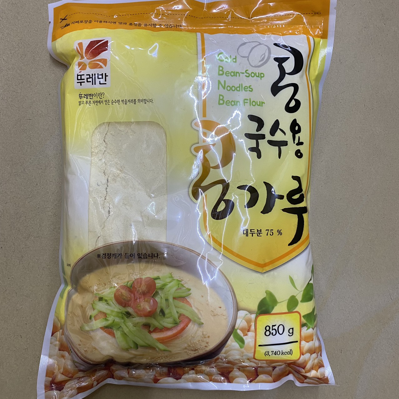 Bột Đậu Tương ( Đậu Nành) Dùng Nấu Canh Đậu Ture ban Hàn Quốc Gói 850G/ 뚜레반) 콩국수용콩가루 850G