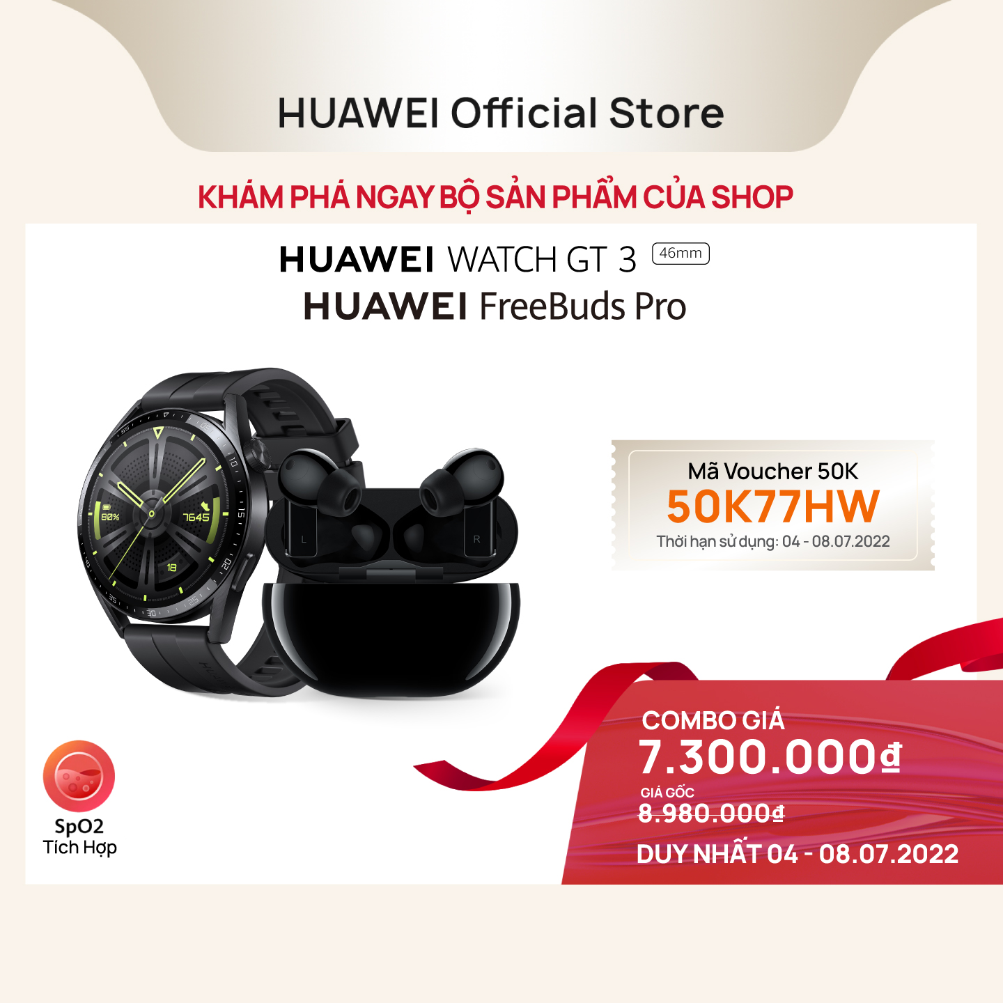 Bộ Sản Phẩm (Đồng Hồ Thông Minh HUAWEI WATCH GT 3 46mm + Tai Nghe Bluetooth HUAWEI Freebuds Pro) | Hàng Chính Hãng