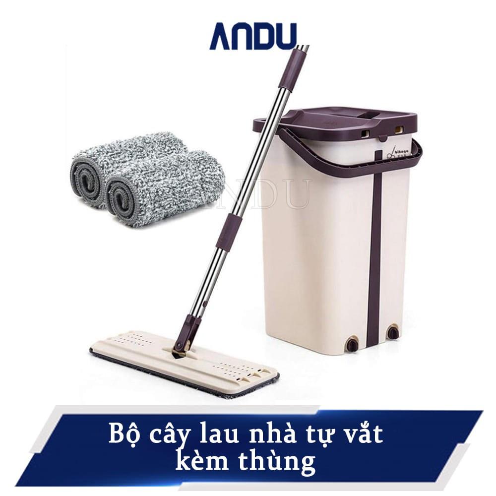 Bộ Lau Nhà Tự Vắt Thông Minh, Bộ Cây Lau Nhà Kèm Theo Thùng Và 2 Tấm Vải Lau