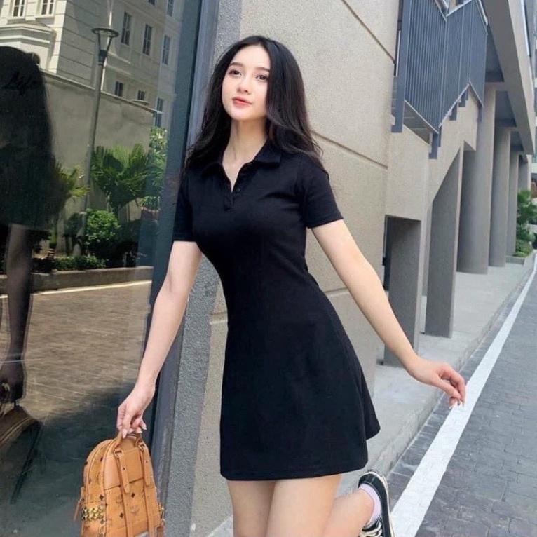 đầm polo dáng suông - váy xuông cổ sơmi chất cotton kéo giãn phong thái tươi trẻ V147 coco land chất đẹp deal tốt