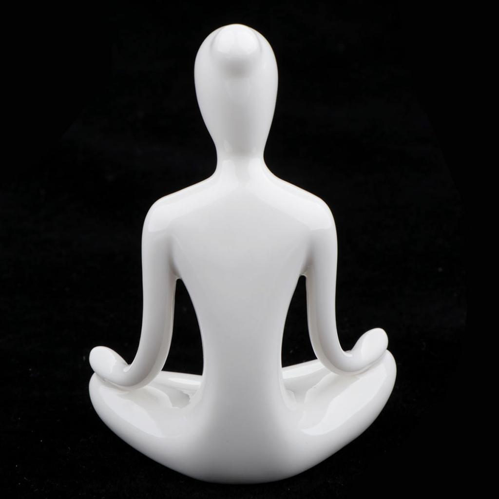 2pcs Ceramic Yoga Figure Ornament Statue Sculpture