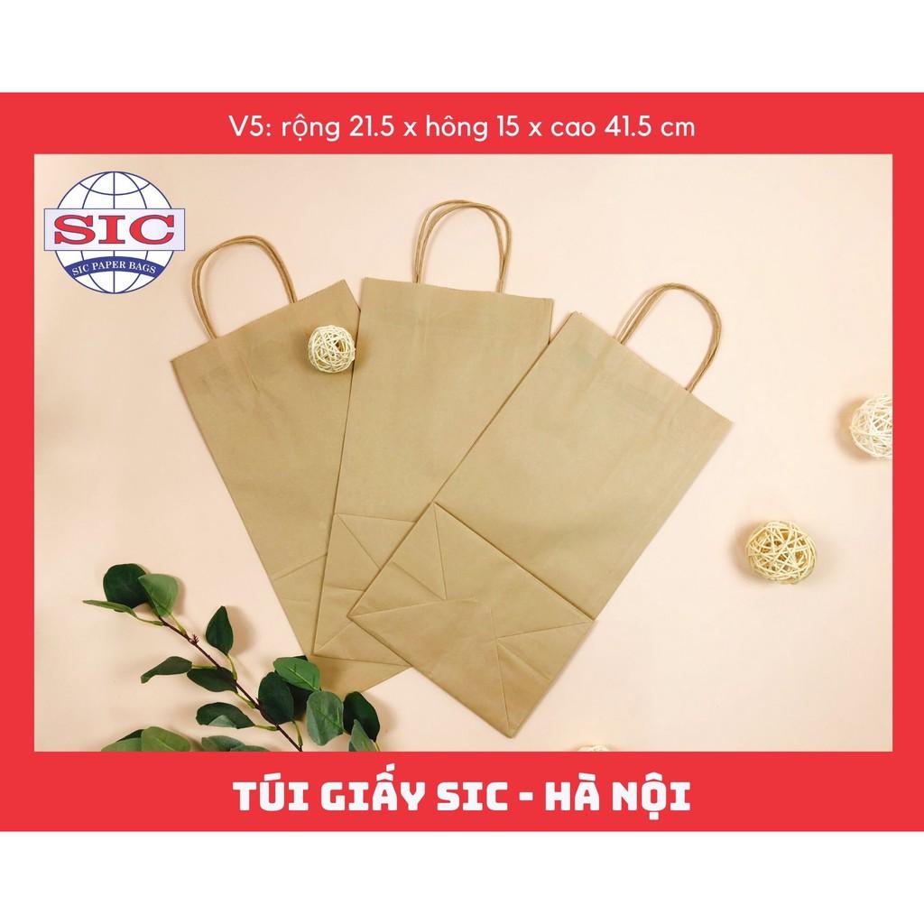 10 CHIẾC TÚI GIẤY KRAFT V5: 21.5x15x41.5 CÓ QUAI ( ẢNH THẬT)