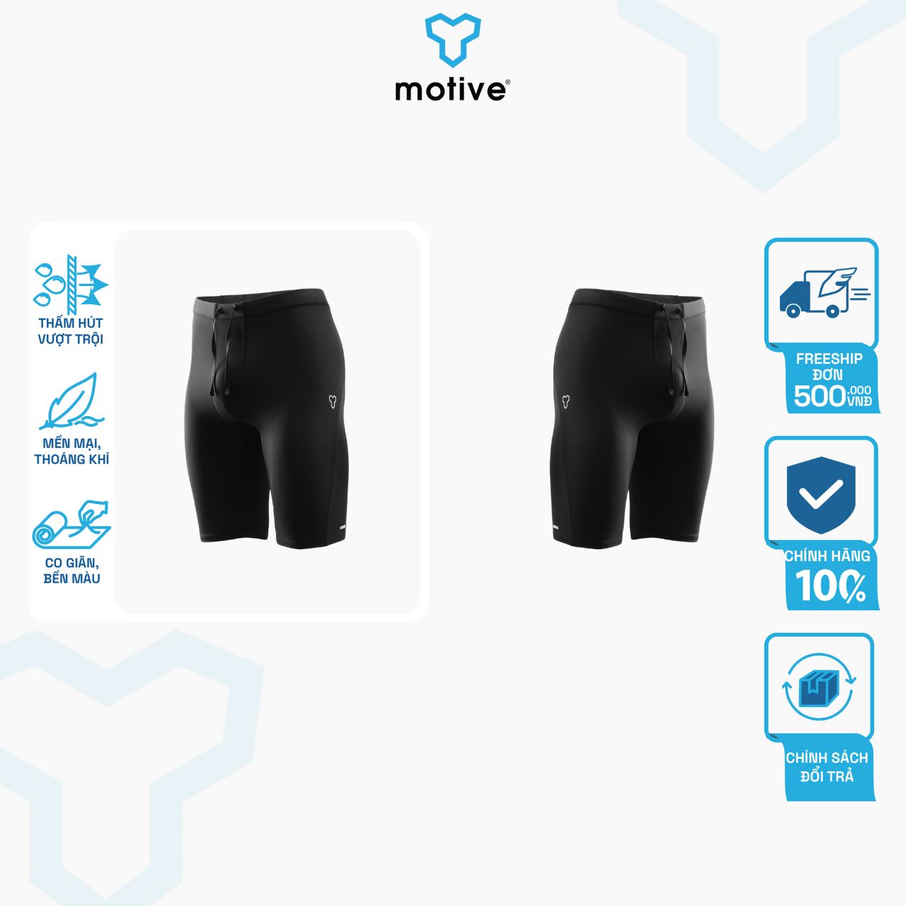 QUẦN THỂ THAO CHẠY BỘ BÓ CƠ NAM MOTIVE MEN COMPRESSION SHORTS - Màu Đen