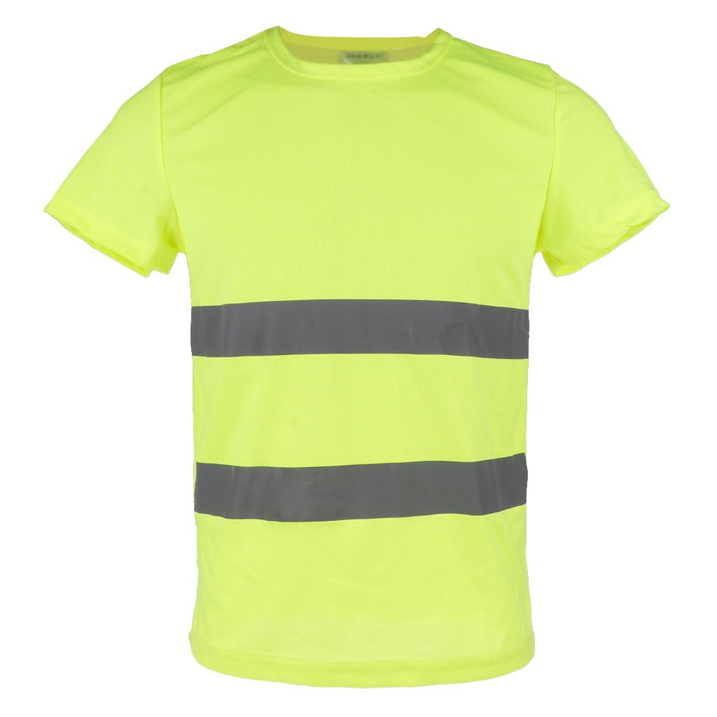 2xReflective T Shirt Safety Quick Dry High Visibility Short Sleeve L-XXXL Yellow L