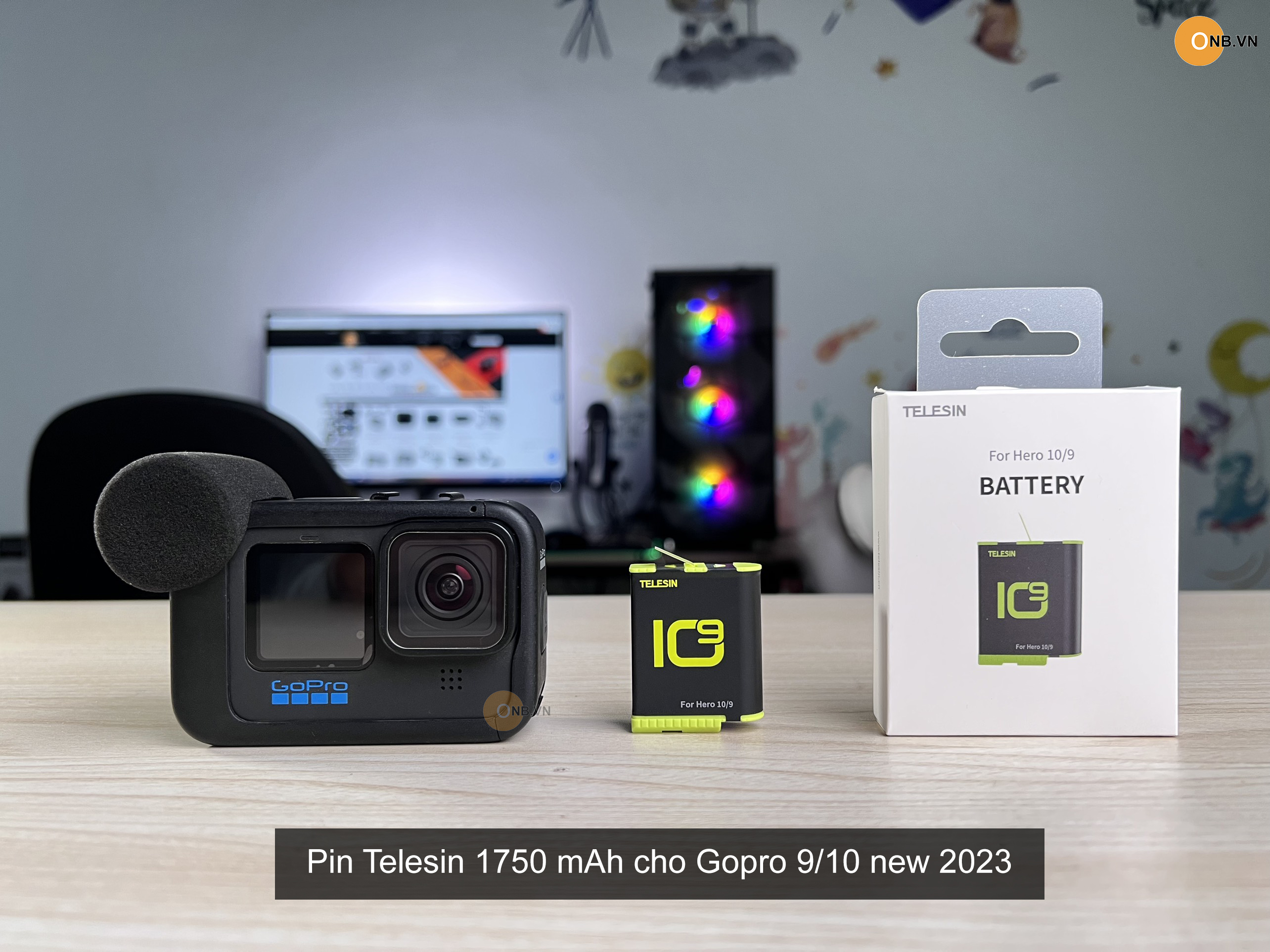 Pin Telesin cho Gopro 11 10 9 mẫu mới tem vàng 2023