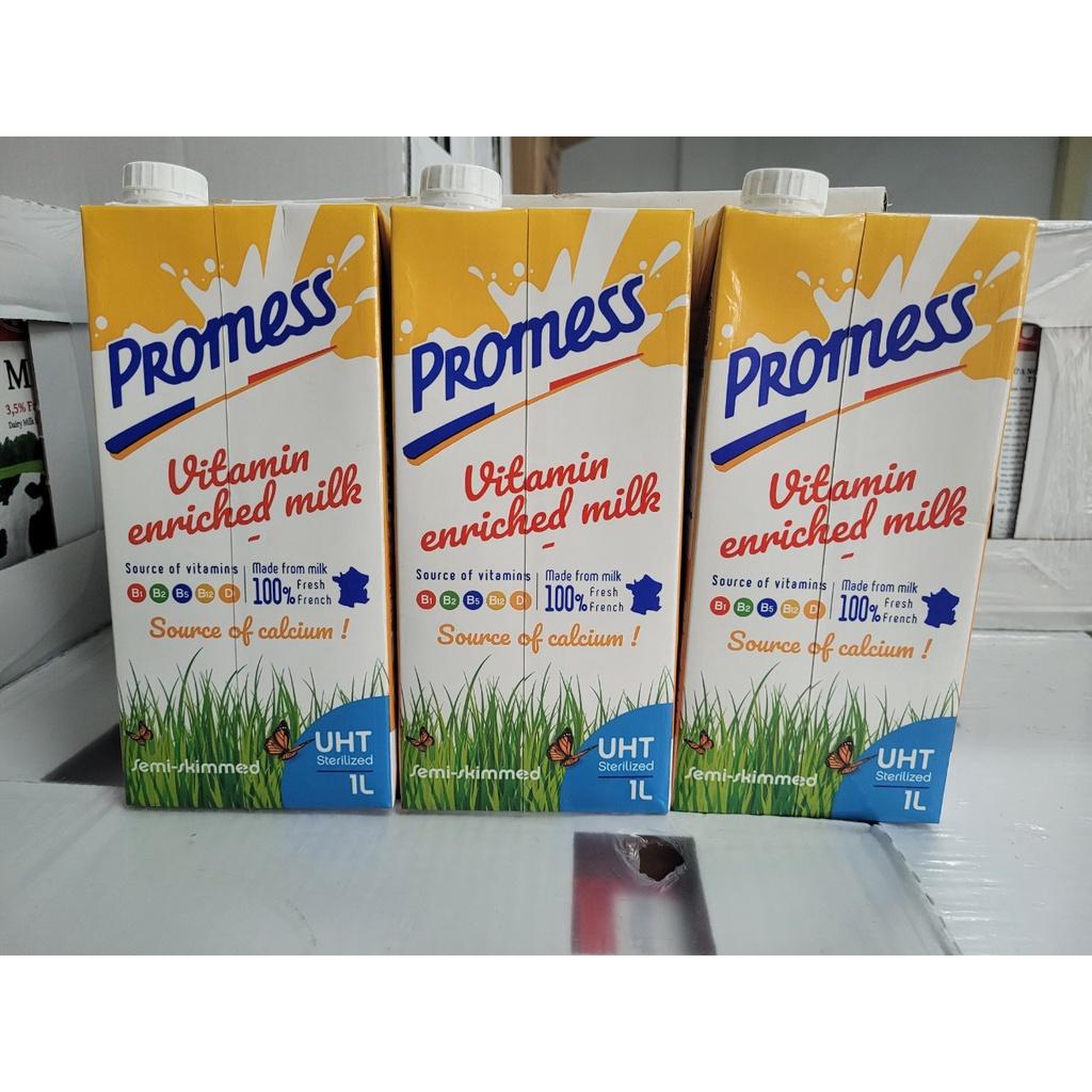 Thùng 6 Hộp Sữa Tươi Vitamin Ít Béo Promess 1L - Nhập Khẩu Pháp