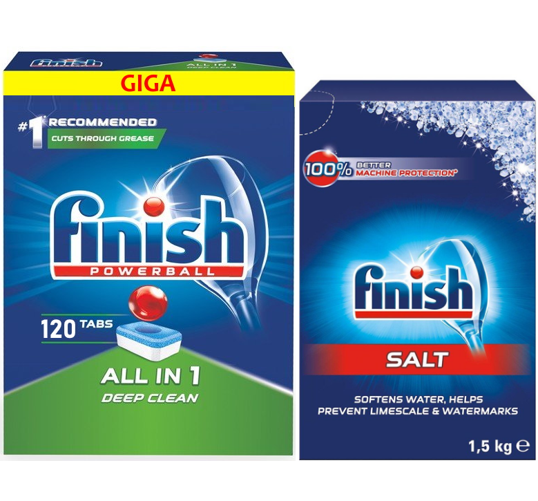 Combo Viên Finish All in one 120V + 1.5kg Muối rửa bát Finish chuyên dùng cho máy