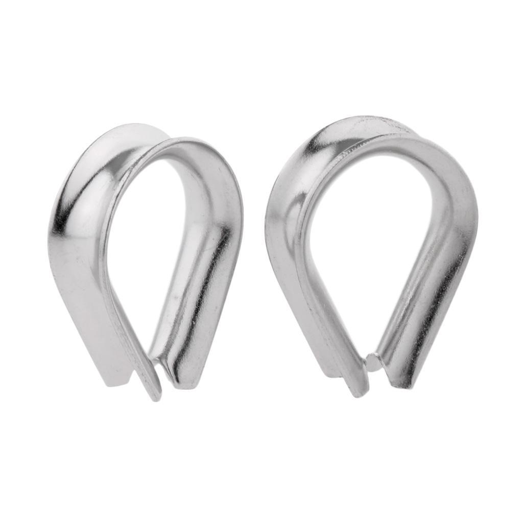 3X 2 Pieces Stainless Steel Heart Shaped Cable Thimbles Wire Rope Fitting- 2mm
